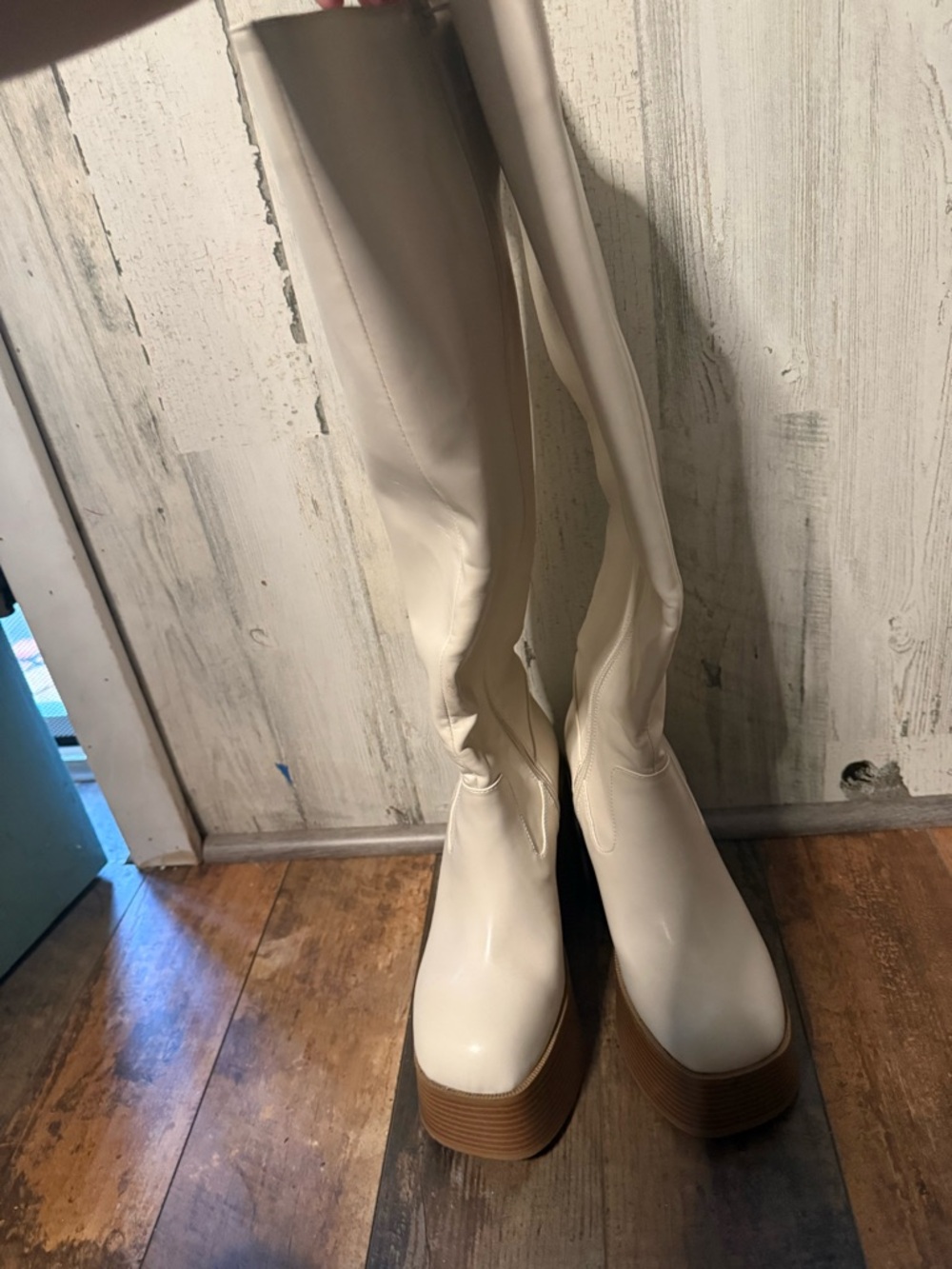 Urban Outfitters Cream Platform Over-the-Knee Boots - Picture 6 of 14